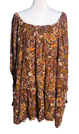 Olivaceous Paisley Tiered Mini Dress Boho Balloon Sleeve Anthropologie Medium‎ thumbnail 1