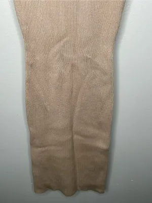 White Fox Beige Ribbed Bodycon Midi Dress Size XS thumbnail 5