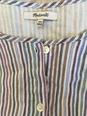 Madewell Pastel Multi-Stripe Short-Sleeve Tiered Mini Dress thumbnail 7