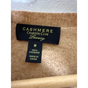 Charter Club Luxury 100% Cashmere V-Neck Sweater Camel Tan Womens Medium thumbnail 3