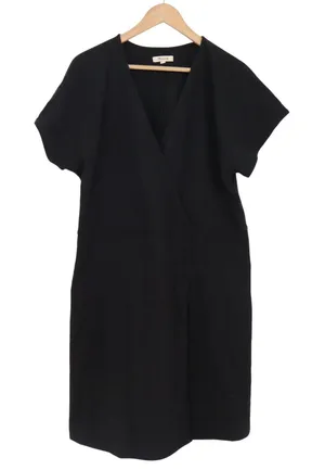 Madewell Dress Womens 1X Wrap V-Neck Black Short Sleeve Textured Excellent thumbnail 1