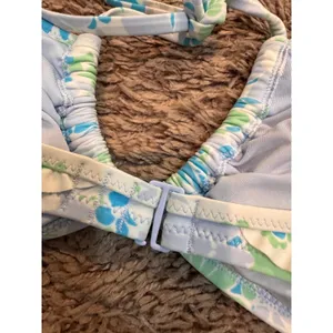 Aerie Real Good Floral Ruffle Halter Bikini Set‎ Blue Green M NWT thumbnail 9