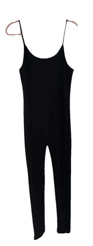 Roma Concept Womens‎ Black Ribbed Cami Jumpsuit Size 1X Stretch Sleeveless Lounge thumbnail 1