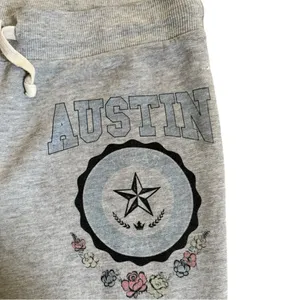 Wildfox Austin Texas Graphic Heather Grey High Rise Sweatpants Joggers Large thumbnail 6