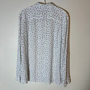 LOFT White Black Abstract Print Button Down‎ Blouse Size XL thumbnail 7