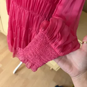 ULLA JOHNSON Emmeline Dress Mini Tiered 100% Silk In‎ Fuchsia Size 10 thumbnail 5
