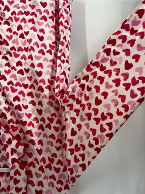Lilac + London Pink Hearts Satin Shortie Pajama Set Size M NWT thumbnail 5