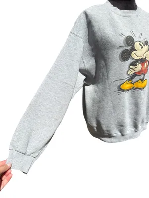 Disney Store Mickey Mouse Crewneck‎ Sweatshirt Vintage 90s USA Heather Gray XL thumbnail 4