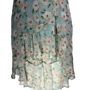 Altar’d State Green Floral Midi Dress Ruffle Sleeve V Neck No Belt thumbnail 10