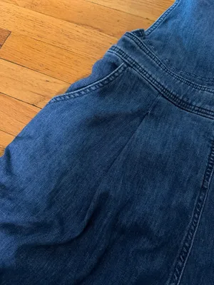 Maeve Blue Wide-Leg Denim Overalls with Crossback Straps thumbnail 6
