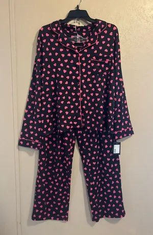 NWT kate ♠️ spade New York Heart Print pajama set sz L thumbnail 1