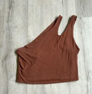 Boutique Brown One Shoulder Crop Top thumbnail 1
