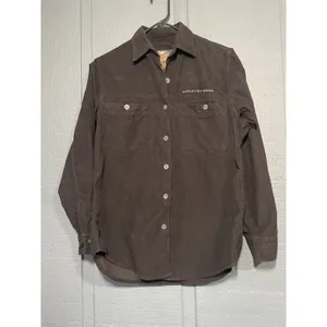 Harley Davidson Womens Black‎ Corduroy Button Up Shirt Long Sleeve Embroidered thumbnail 3
