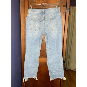 We The Free Distressed Jeans 26 Button Fly Raw Hem Straight Denim Y2K Festival thumbnail 4