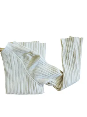 Sezane La MaiLLe cotton and merino wool Ribbed Knit Cream Sweater Pants thumbnail 2