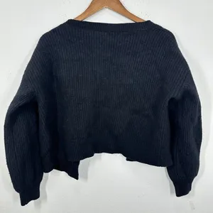 The Group‎ by Babaton Merino Wool Black Cropped V Neck Cardigan Luxe Lounge Cozy thumbnail 2