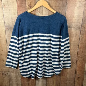 Old Navy Blue White Striped Knit Top XL Oversized Casual Coastal Nautical 3/4 thumbnail 5