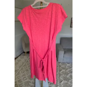 J.Crew Slub Cotton T-Shirt‎ Dress Bright Pink Lounge Travel Resort Vaca Summer M thumbnail 3