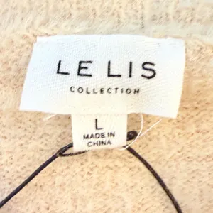 LE LIS Square Neck Eyelash‎ Knit Sweater Cream NWT Puff Sleeve Women Large Soft thumbnail 4