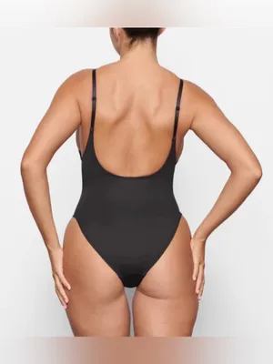 Skims Black Women's One-Piece swim scoop neck thumbnail 8