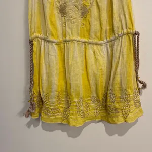 Vintage Y2K Free People Top Sleeveless Tank Yellow Tie Dye Embroidered 6 Small thumbnail 4