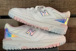 Iridescent and white new balance sneakers thumbnail 1