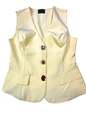 Milk & Honey Women’s Yellow Tailored Vest Size Small V-Neck NWOT Career Chic thumbnail 2