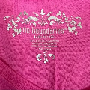 No Boundaries Size Large (11-13) Pink V-Neck Short Cap Sleeves Star Grap… thumbnail 6