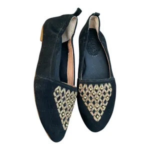 LATIGO Unity Suede Ballet Flats 7 Black Gold Studded Boho Comfort NWOT thumbnail 12
