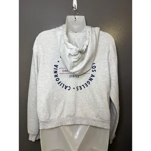H&M Divided Calabasas Los Angeles Cropped Hoodie Sweatshirt Medium Gray Fleece thumbnail 5