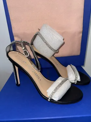 Stuart Weitzman Nudistglam Embellished Leather Stiletto Sandals black size 8 thumbnail 2
