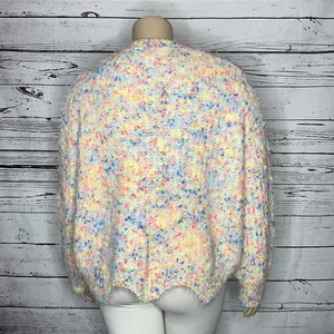 Chic Soul Size 1XL Rainbow Confetti Eyelash Open Weave Sweater Top thumbnail 4
