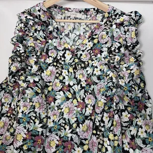 Loft Shirt Womens Xlarge Puff Long Sleeve VNeck Floral Stretch Lightweight thumbnail 6