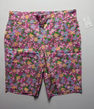 NWT Kim Rogers Millennium Tummy Control Bermuda Shorts, Pink Floral, Size 18W thumbnail 1
