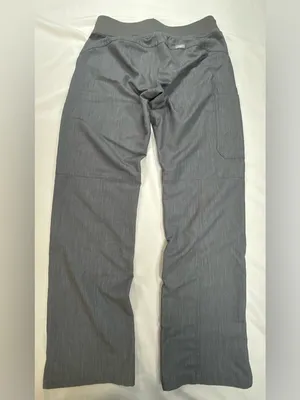 Figs Straight Leg Scrub Pants in Charcoal with Teal Drawstring thumbnail 7