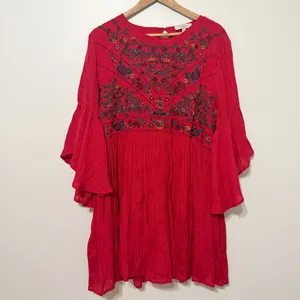 UMGEE Red Floral Embroidered Dress Size XL Women’s Boho Babydoll thumbnail 2