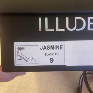 NWT NIB Illude black open toe heel dress shoe. 9 2 in heel thumbnail 9