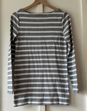 GAP Maternity Gray & White Striped Long Sleeve Top thumbnail 1