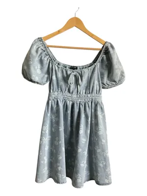 Blu Pepper Light Blue Floral Denim‎ Mini Dress thumbnail 2