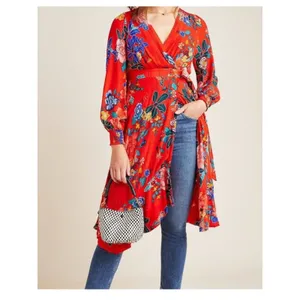 Anthropologie‎ Boswell Textured Wrap Tunic Dress Sz 8 thumbnail 2