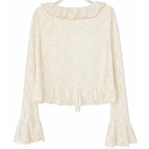American Eagle Lace Ruffle Bell Sleeve Blouse Cream Fairycore Boho Top NWT S thumbnail 3