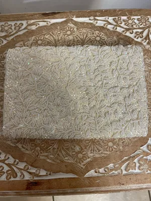 La Regale Beaded Ivory Sequin Envelope Clutch thumbnail 2
