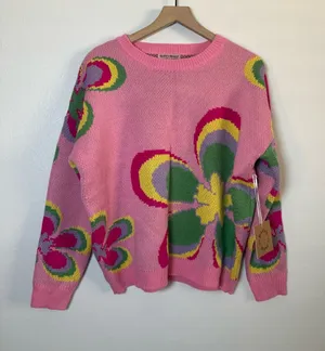 Bailey Rose‎ Retro Floral Knit Sweater Pink Size XS thumbnail 1
