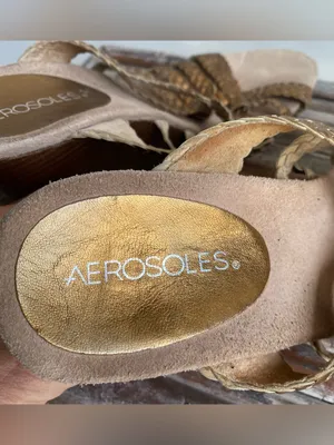Aerosoles gold metallic braided woven Strappy sandals wedge heels 9 thumbnail 6