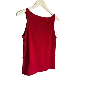Ann Taylor Silk Blend Sweater Tank Medium Red Sleeveless Tie Waist Shell Top thumbnail 8