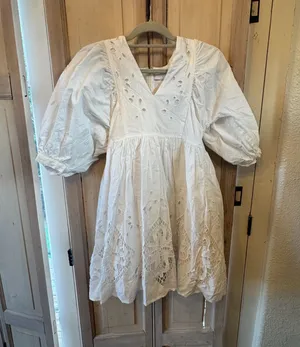 Hunter bell eyelet white mini dress thumbnail 1