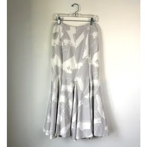 Anthropologie Keepsake Mermaid Maxi Skirt Grey White Abstract Women's Size Small thumbnail 2