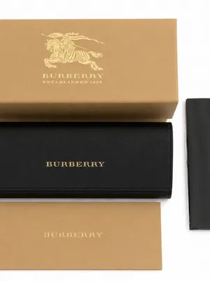 Burberry Black Cat-Eye Glasses with Signature Check Temples thumbnail 3