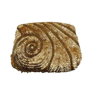 Vintage La Regale Sequin Clutch Bag Gold Swirl Beaded Evening Pouch Glam‎ Disco thumbnail 5