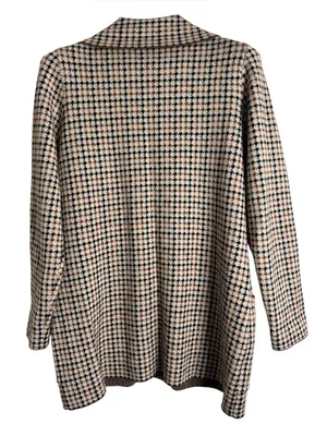 Marled Houndstooth Double-Breasted Sweater Cardigan/Jacket /Blazer Neutrals sz L thumbnail 2